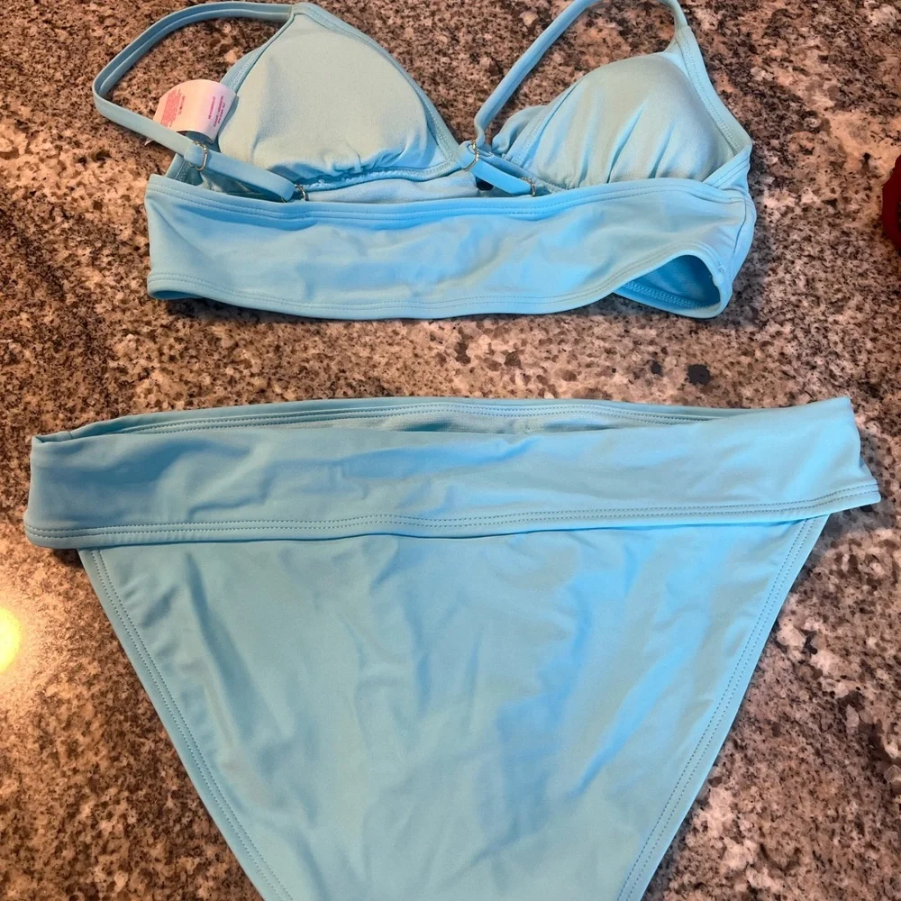 #342 No Boundaries Light Blue and Burgundy Bikini Set. Two for the price of one - Picture 5 of 9